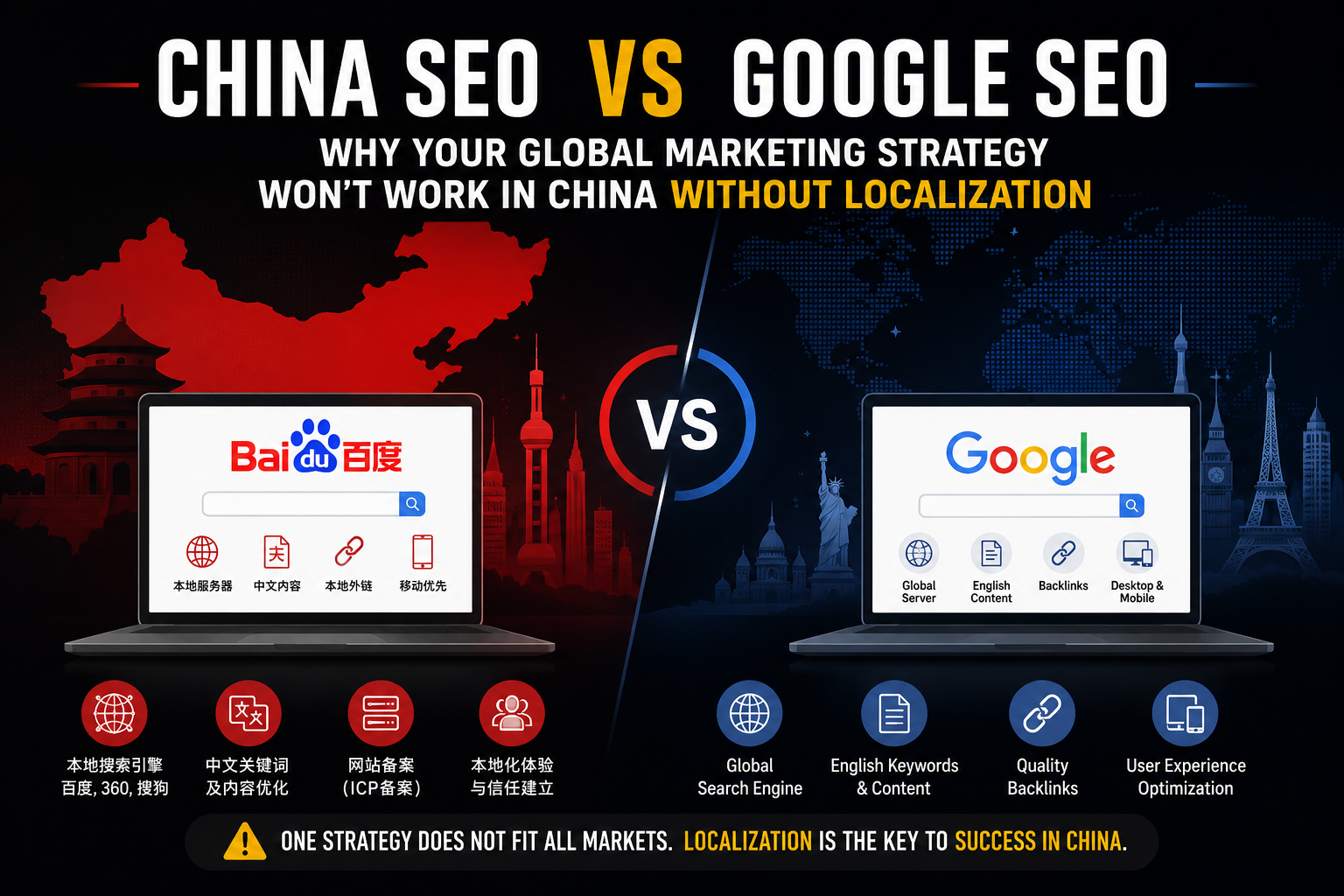 China SEO vs Google SEO Why Your Global Marketing Strategy Won't Work in China Without Localization